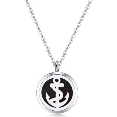 10pcs Mesinya Popular Anchor (25mm) Aromatherapy/Essential Oils 316L Stainless Steel Diffuser Locket pendant Necklace