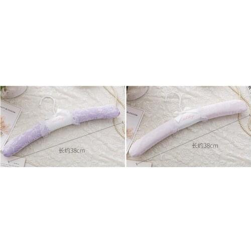10pcs Top Grade Pretty Pink Purple Lace Satin Padded Clothes Hanger, Elegant Lace Wedding Dress Hanger for Bride Princess