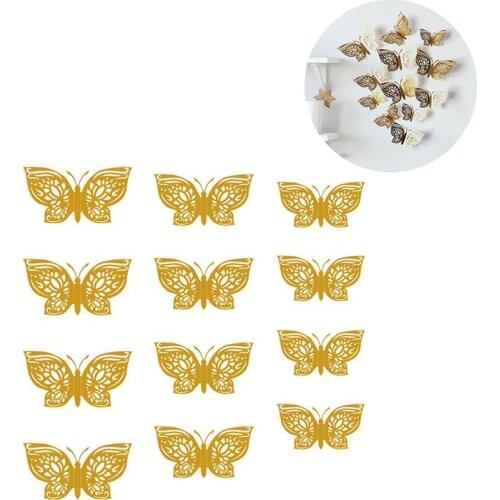 12 Pcs 3D Wall Stickers Hollow Butterfly for Kids Rooms Home Wall Decor DIY Mariposas Fridge stickers Room Decoration