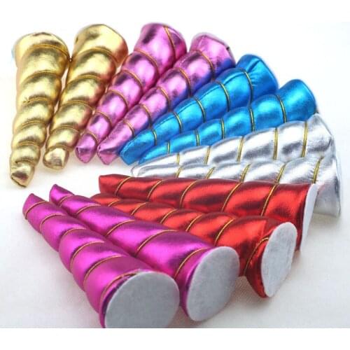 14cm Cotton Glitter Unicorn Horns DIY Unicorn Hair Accessories Cake Topper DIY Handmade Craft Unicorns Birthday Party No Clip