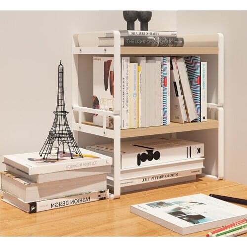 2-story Desktop Bookshelf Bookstore Magazine Storage Rack Metal Bookcase Desk File Organizer Holder Display Office Supplies