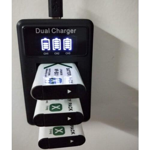 3Pcs 1600mAh NP-BX1 Rechargeable Battery + LED 3-Ports USB Charger