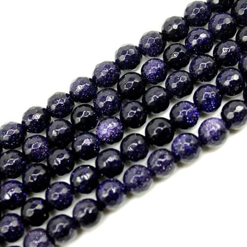 4 6 8 10 12mm Faceted Blue Sand Stone Round Beads 15.5" Pick Size Free Shipping
