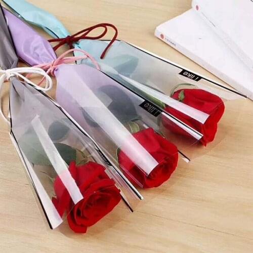 5pcs Transparent Flower Packing Bag Wrapping Paper Bag For Bouquet Rose Gifts Material Wedding Party Florist Supplies