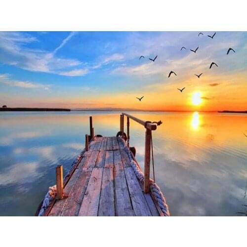 5D DIY Diamond Painting Sunset Landschap Cross stitch Full Square Diamond Embroidery Mosaic Rhinestone Picture Home decor Gift