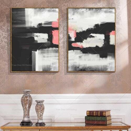 Abstract White Black Pink Color Cloud 100% Handpainted Wall Paintings High Quality Oil Paintings On Canvas Wall Decor Home Decor