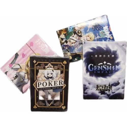 Anime Cartoon Genshin Impact Cosplay Board Game Cards Kamisato Ayaka Klee Hu Tao Hardcover Poker Toy Gift With Box