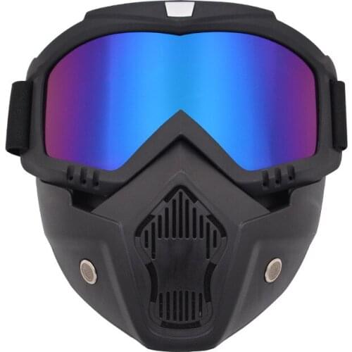 Anti-glare UV400 Skiing Eyewear with Detachable Mask Winter Snow Sports Ski Glasses Windproof Snowboard Snowmobile Goggles Mask