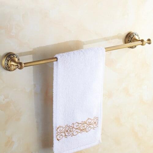 Antique Brass Towel Bar Bathroom Wall Mounted Single Towel Rail Bar Rack Holder Bathroom Accessories KD927
