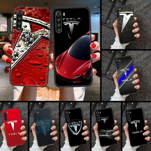 Car Tesla Phone case For Xiaomi Redmi Note 7 7A 8 8T 9 9A 9S 10 K30 Pro Ultra black fashion shell pretty funda luxury cover 3D