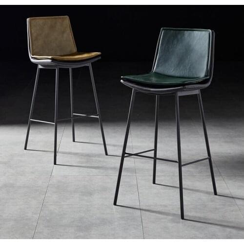 Bar chair light luxury household industrial style designer high foot bar chair iron bar back Island table American Bar Stool