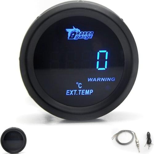 DepoTuning 2" 52mm Exhaust Gas Temperature Gauge Digital EXT Gas Temp Gauge Blue Led EGT Car Meter With Sensor