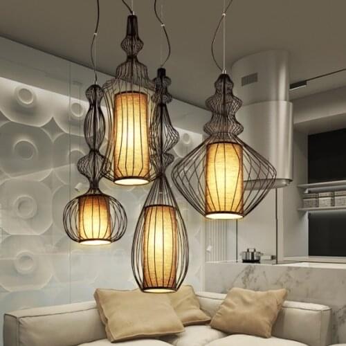 European Modern Big Nobles Droplight American White Black Bird Cage Pendant Lights Fixture Home Indoor Lighting Hanging Lamps