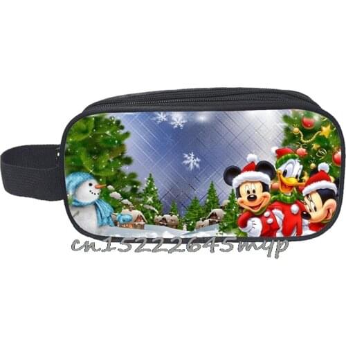 Pencilcase Canvas Storage Bag Cute Mickey Mouse Minnie Cosplay Pencil Bag Double Cabinet Large Capacity Pen Case Disney