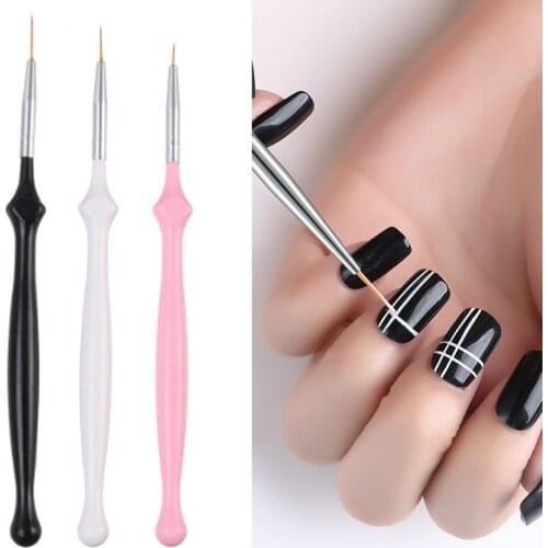 3PCS Nail Art Liner Brush Ultra-thin Super Elastic Drawing Pen Acrylic Painting Stripes Flower Nail Art Manicure Tools Tips UK