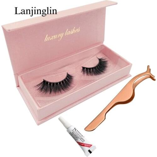 LANJINGLIN long false eyelashes natural makeup 3d mink lashes thick fake eyelash extension strip mink eyelashes make up lash