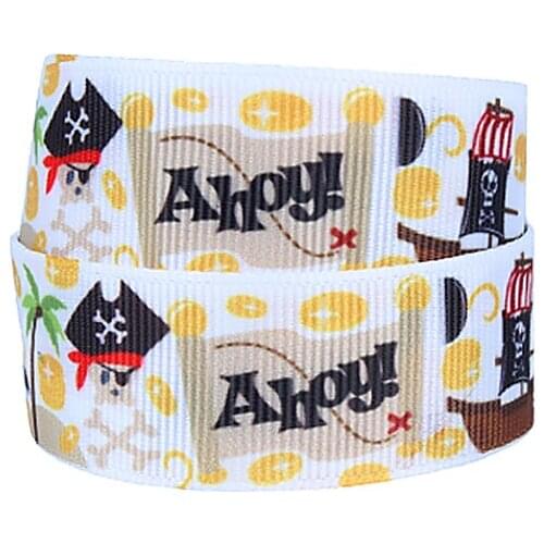 FLRA Ribbon School kids cheer ribbon, cartoon little ship and ghost printed grosgrain ribbon