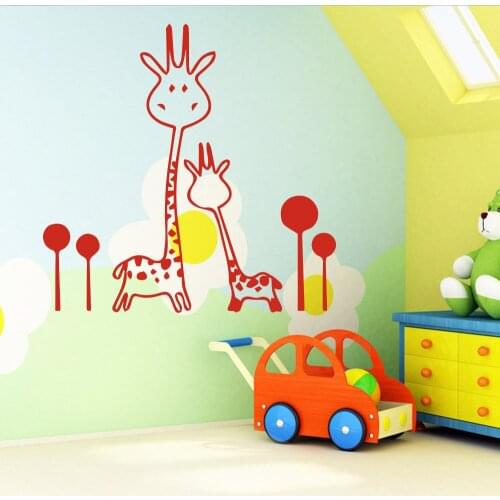 Lovely Giraffe Wall Sticker For Kids Room Children Bedroom Vinyl Stickers Room Decoration Art Accessories Mural Wallpaper