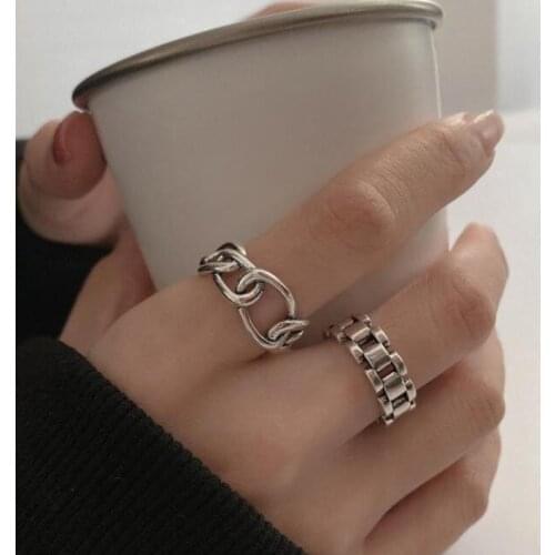 2021 New Design Vintage Silver Color Cross Chain Rings For Men Women Retro Personality Combination Rings Wholesale