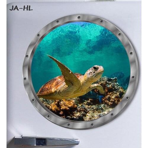 5 Styles Underwater Fish Wall Stickers Waterproof Dolphin Turtle Sticker For Washing Machine Decoration For Bathroom Decals PVC