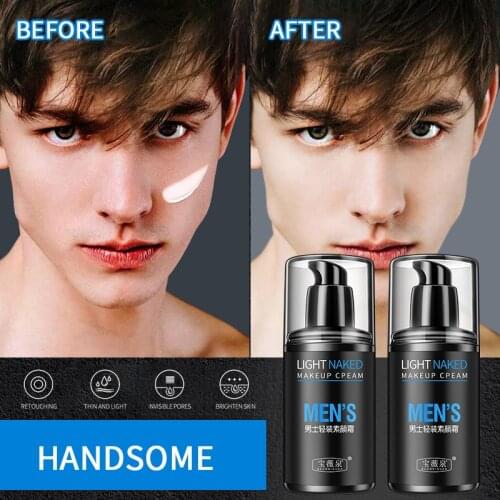 New 50ml Mens BB Cream Light Makeup Foundation Concealer Acne Marks Lazy Face Cream Moisturizing Cosmetics Maquillaje TSLM1