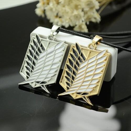 Wholesale 12pcs/lot Attack on Titan Necklace Wings of Liberty Pendant Necklace Cosplay Anime Necklace Gold/Silver Color