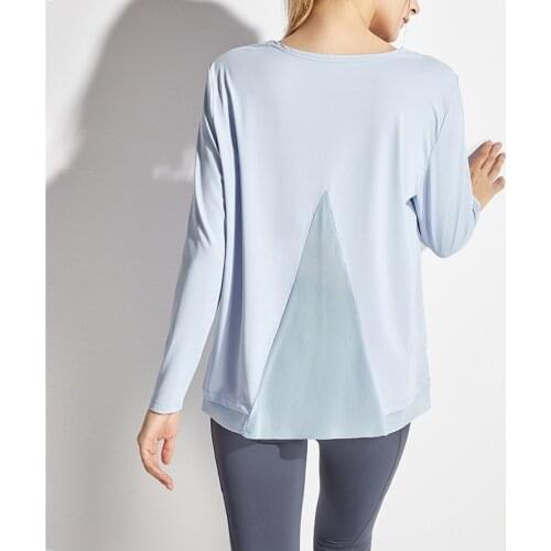 Autumn Women Loose Yoga Shirt Mesh Patchwork Long Sleeve Sport T-Shirt Gym Fitness Tops Plus Size Running Blouse Sportwear Femme