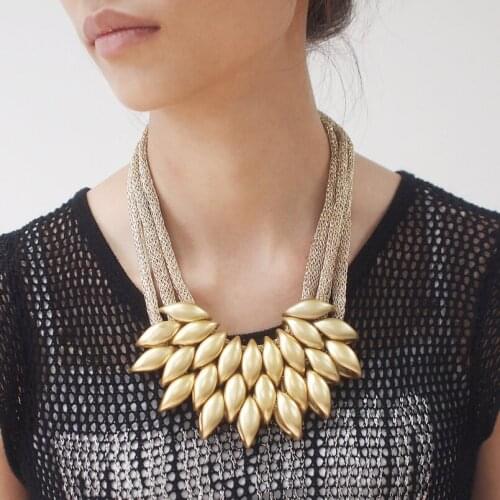 UKMOC Women Chokers Necklaces Jewelry Fashion Reticular Chain Cross Leaf Shape Beads Pendant Statement Necklace For Dress