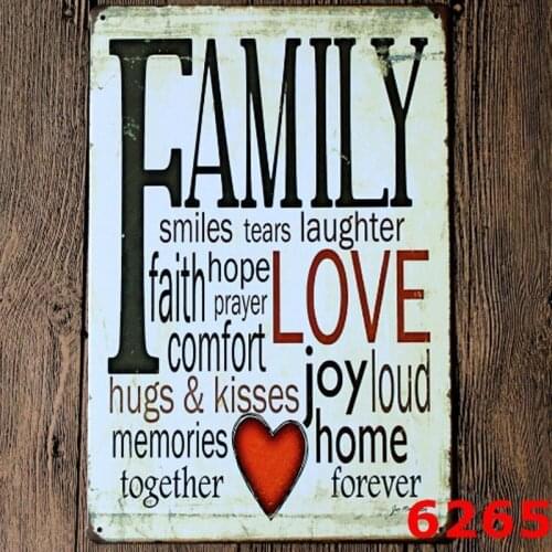Family Smiles Tears Laughter LOVE Metal Sign Vintage Home Pubs & Bars Poster Art 30x40cm Home decoration