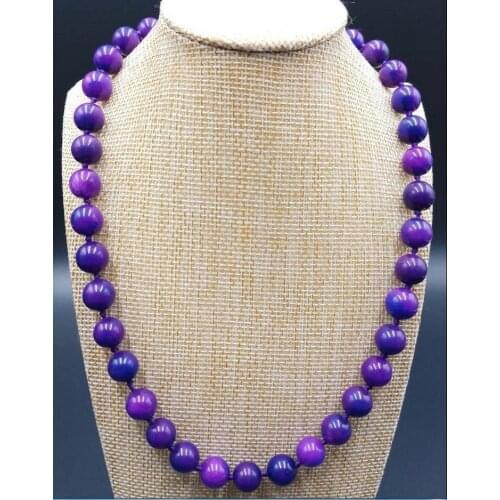 Drop shipping Pretty Natural 10mm Purple Sugilite Gemstone Round Beads Necklace