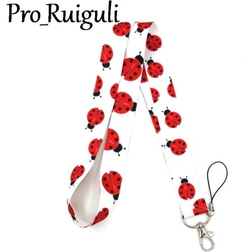 Ladybird Neck Strap Lanyards ID badge card holder keychain Mobile Phone Strap Gifts webbings ribbons