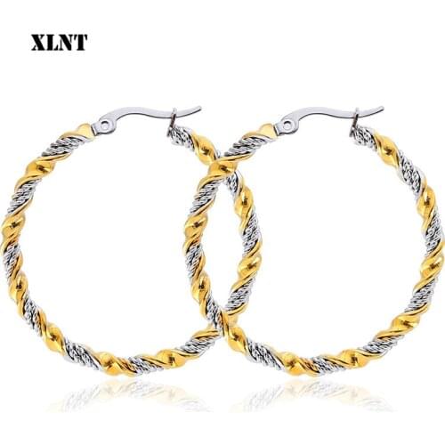 XLNT Punk Big Size Hoop Earrings Brincos Trendy Party Exaggerated Gold Silver Color Round Circle Earrings for Women Jewelry