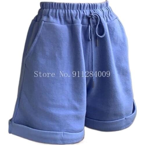 Weekeep Fashion Summer High Waist Drawstring Shorts White Solid Casual Women Hip Hop Short Pants Streetwear Loose Joggers Shorts