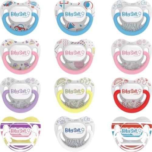 The Silicone good Palate Ended With Cartoon Pattern Solid Color 0-18 Moon Girl/Boy Baby Pacifier Babysoft