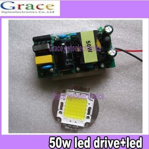 50W White High Power LED Light Lamp Panel w 50W High Power LED Driver AC85-265V