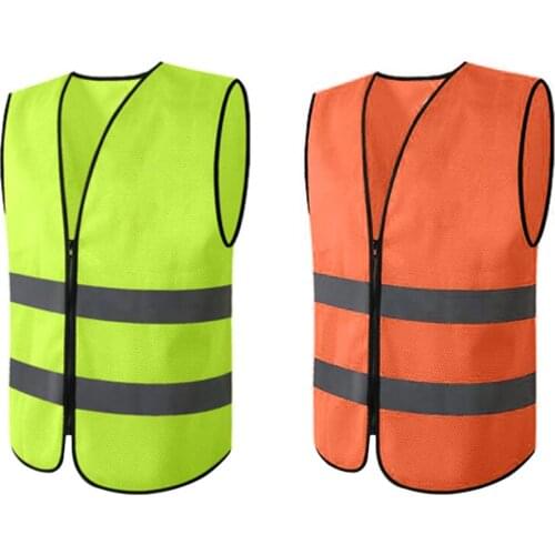 High Visibility Zipper Front Safety Vest With Reflective Strips, Premium, 2 Colors Optional