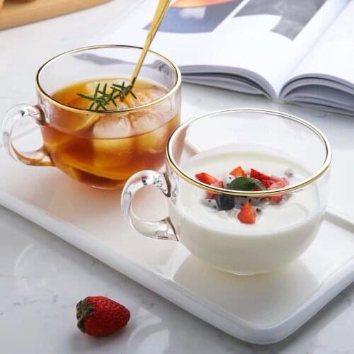 Spot Supply Phnom Penh High-capacity Oats Household Milk Glass Cup of Milk Tea Cup Glass Coffee Cup