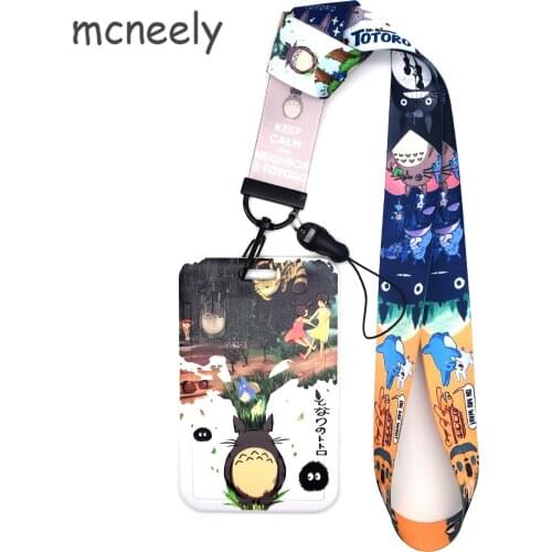 TOTORO ID Credit Bank Card Holder Student Bus Card Case Lanyard Child Visit Door Identity Badge Card Cover Wristband Detachable