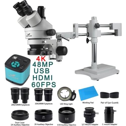 3.5X-90X Double Boom Zoom Simul Focal Trinocular Stereo Microscope 38MP HDMI USB SMD Microscopio Camera Phone PCB Repair Tools