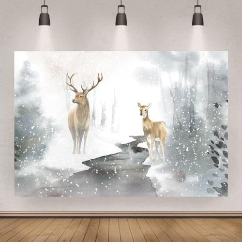 Portrait Shooting Misty Forest Elk Photography Backdrop Kids Birthday Cartoon Banner Vinyl Baby Shower Photo Booth Background
