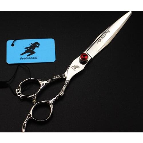 High Quality 7 INCH hair cutting scissors Silvery scissors Hairdressing red stone Professional Human Dogs Cat Scissor