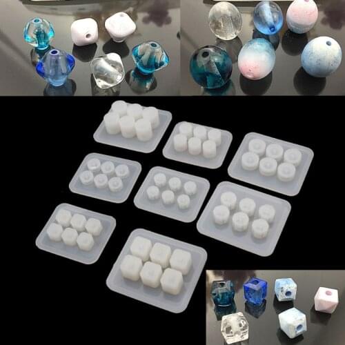Jewelry Silicone Round Square Oval Shape Bead Mold Resin DIY Bracelet Craft Tool