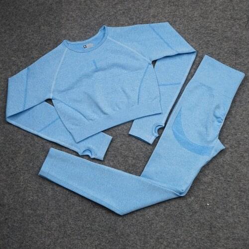 Women Fitness Sport Yoga Seamless Women Yoga Sets Long Sleeve trousers Yoga Clothing Female Sport Gym Suits Wear Running