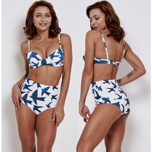 Womens High Waisted Two Piece Swimsuit Push Up Bikini Set Bathing Suits Retro Swimwear