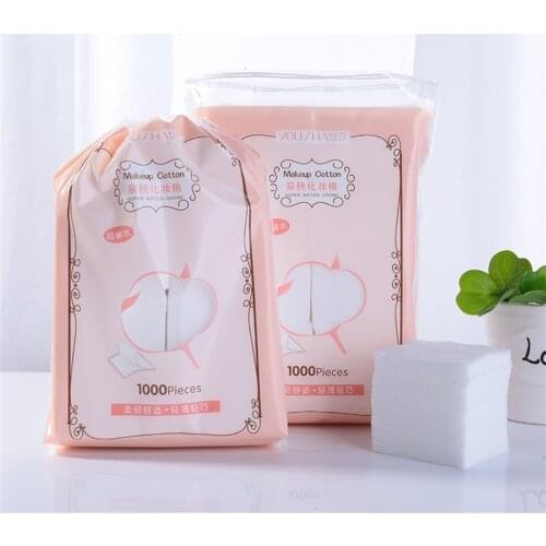 1000 Pcs Non-Woven Fabrics Cosmetic Cotton in Bag Makeup Remover Disposable Cotton Pads Face Cleaning Skin Care Nail Wipes E1014