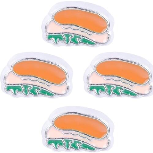 F91 DIY Alloy Sandwich Hamburger Floating Charms For Glass Living Locket 5*7mm