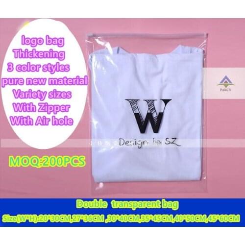 MINI 200PCS custom printed logo zipper lock bag plastic gift bag/Garment packing bag
