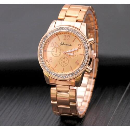 2020 Geneva Classic Luxury Rhinestone Watch For Women Watches Fashion Ladies Steel Rose Gold Clock Reloj Mujer Relogio Feminino