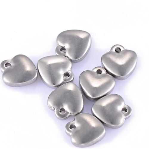5pcs Stainless Steel Antique Silver Heart Charm Jewelry Makings DIY Finding Nickle&Lead Free