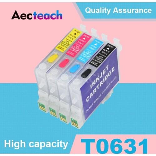 Aecteach Refill Ink cartridge T0631 for Epson Stylus C67 C87 C87 Plus CX3700 CX4100 CX4700 CX5700F Printer